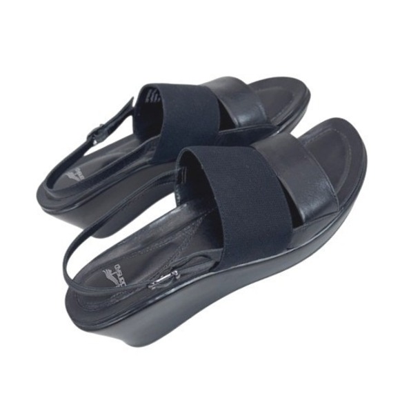 Dansko Black Leather Elastic Slingback Wedge Sandals Womens 39 resort travel - Picture 5 of 11